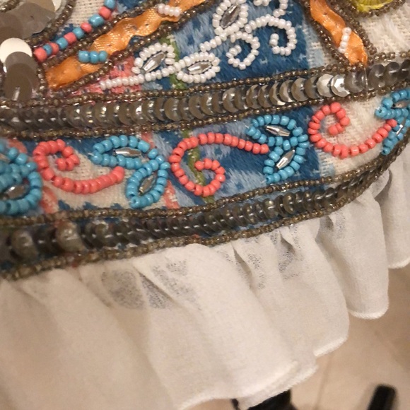 La Bellum Hillary Scott Bohemian Tapestry, ruffle hemmed, embellished Art Jacket - Picture 9 of 12